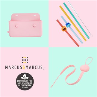 【MARCUS＆MARCUS】輕旅行寶貝環保餐具袋(餐具袋+親子吸管+防掉落帶)