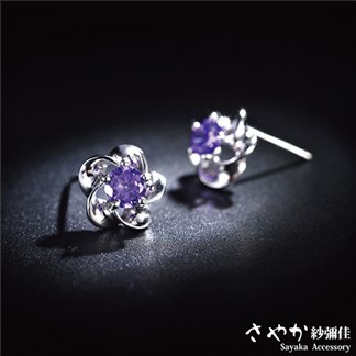 【Sayaka紗彌佳】925純銀 盛開的黎明花朵單鑽耳環