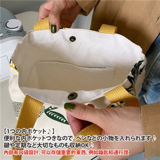 【Sayaka紗彌佳】日系文藝小清新系列釘扣式手提袋 -鳳梨旺來款