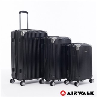 AIRWALK -  都市行旅三件組特光立體拉絲金屬護角輕質拉鍊行李箱