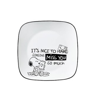 【美國康寧 CORELLE】史努比SNOOPY復刻黑白方形10吋午餐盤