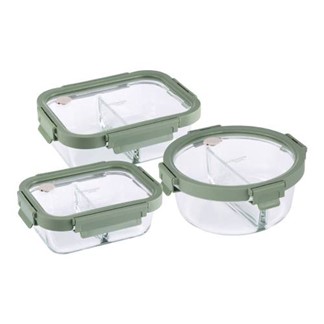 【Snapware康寧密扣】全可拆玻璃保鮮盒三件組-C01