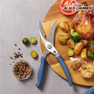 【義大利 BLACK HAMMER】不銹鋼耐熱食物夾+多功能剪刀燒烤兩件組
