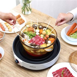 【康寧密扣 Snapware】 SEKA 火鍋烤肉兩用電陶爐-贈-餐盤三件組