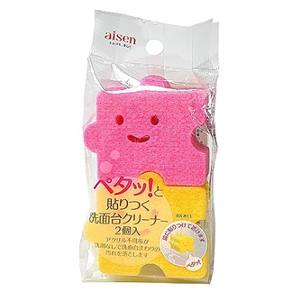【特惠組】日本製造AISEN黏貼式(小塊拼圖)浴室洗臉台海綿刷 4包裝