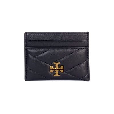 TORY BURCH Kira 縫線設計金屬LOGO卡夾(黑色)真品平行輸入