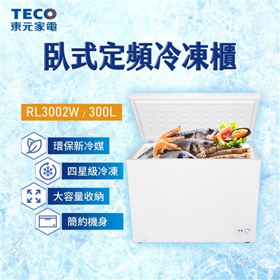 TECO東元 300公升上掀式臥式定頻冷凍櫃 RL3002W