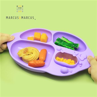 【MARCUS＆MARCUS】動物樂園造型吸力分隔餐盤-紫