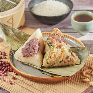 《紅豆食府》綜合雙享粽禮盒(上海菜飯鮮肉粽180g*2入+豆沙粽150g*2入)
