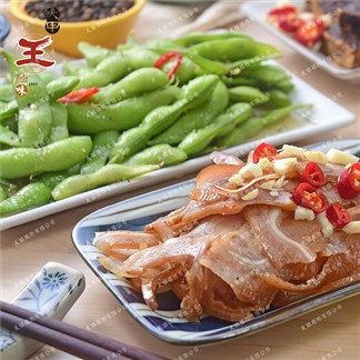 大甲王記 椒鹽豬耳2包(150g一包)+五香毛豆2包(250g一包)