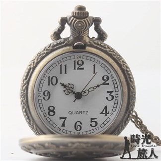 【時光旅人】不思議の国 愛麗絲造型復古翻蓋懷錶附長鍊