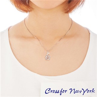 【日本Crossfor New York】【高貴玫瑰】純銀懸浮閃動項鍊