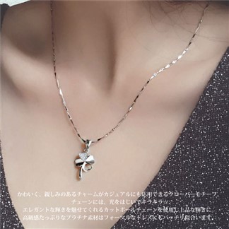 【Sayaka紗彌佳】925純銀幸運四葉草鏤空造型鑲鑽項鍊