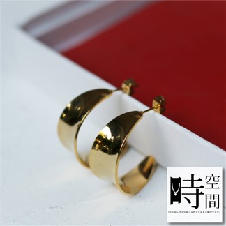 『時空間』時尚金屬質感弧型凹面造型(18Kgpゴールド)耳環 -單一款式