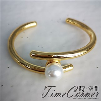 『時空間』理性冷淡風線條造型珍珠手環