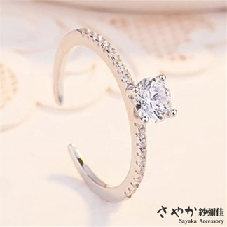【Sayaka紗彌佳】925純銀仙女的王冠鑲鑽造型開口戒 - 一對組