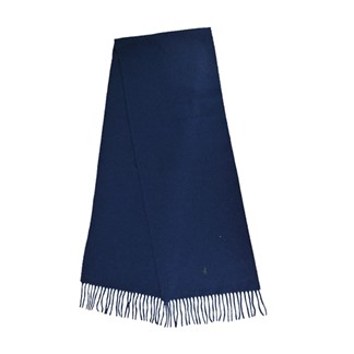 Ralph Lauren小馬刺繡羊毛流蘇圍巾-深藍