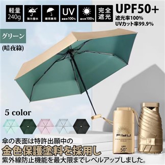 日本高密度鈦金布抗UV晴雨兩用輕巧五折口袋傘