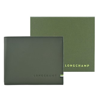 LONGCHAMP SUR SEINE系列牛皮雙折零錢袋短夾(卡其綠)