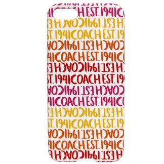 COACH LOGO字母滿版iPhone5手機保護殼(紅黃白)