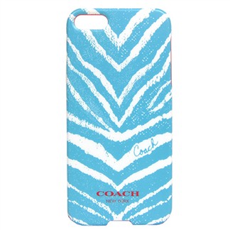COACH 斑馬紋iPhone5手機保護殼(水藍)