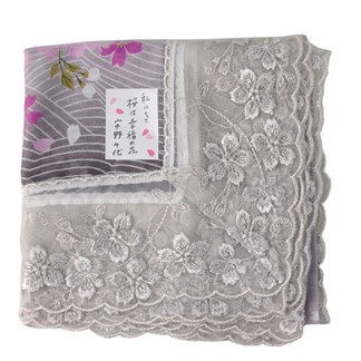 【宇野千代】 sakura幸福之花 蕾絲拼接滾邊 大款領巾絲巾(淡藕紫)