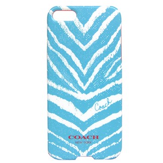 COACH 斑馬紋 iPhone 5 手機保護殼(水藍)