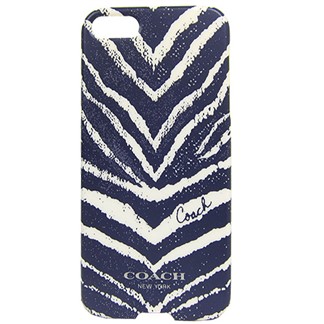 COACH 斑馬紋 iPhone 5 手機保護殼(深藍)