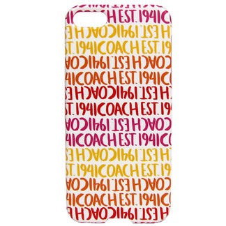 COACH LOGO 字母滿版 iPhone 5 手機保護殼(紅黃白)