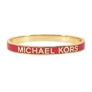 MICHAEL KORS BRASS 寬版LOGO扣式手環禮盒-紅色
