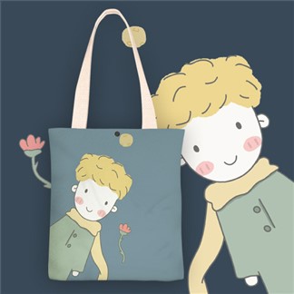 【Sayaka紗彌佳】日系創意手繪插畫風格系列肩背帆布包 -小王子與玫瑰
