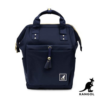 KANGOL - 簡約尼龍大容量防潑水寬口後背包-共4色