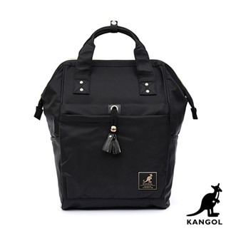KANGOL - 簡約尼龍大容量防潑水寬口後背包-共4色