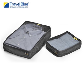 【Travel Blue 英國藍旅】衣物整理袋 (大小各1) TB330-黑色