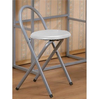 《Ｃ＆Ｂ》好易收圓形便利折疊椅(二入)-銀鐵管白坐墊