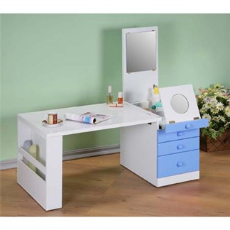《Ｃ＆Ｂ》加強版粉彩折疊和室掀鏡化妝書桌-藍色