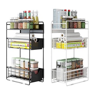 抽屜式冰箱磁吸收納置物架 三層冰箱置物架 磁吸冰箱掛架 調料瓶架 廚房收納架