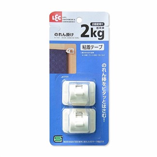 日本LEC釘定黏貼式橫桿掛勾1包2個裝+5色鐵藝磁鐵夾-特惠組