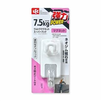 日本LEC荷重7.5公斤雙勾頭磁鐵掛勾+5色鐵藝磁鐵夾-特惠組