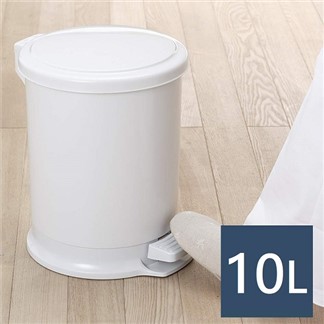 日本RISU (H&H系列)圓筒造型踩踏垃圾桶 10L-灰白色
