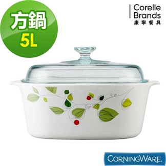 【美國康寧Corningware】綠野微風方型康寧鍋5L