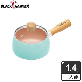 【義大利 BLACK HAMMER】粉彩陶瓷不沾單柄湯鍋-兩色可選