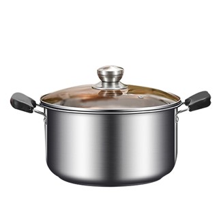 雙耳加厚不鏽鋼復合底湯鍋20CM（附鍋蓋） 湯煮鍋 鍋具 蒸鍋 泡麵鍋