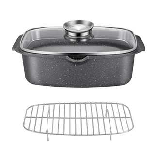 多用途一體式麥飯石蒸魚鍋（6L）滴漏蒸鮮魚鍋 麥飯石蒸煮鍋 燉煮鍋 蒸煮火鍋