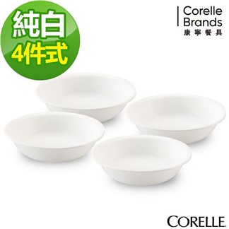 【美國康寧 CORELLE】純白4件式餐盤組 (沙拉碗x4)