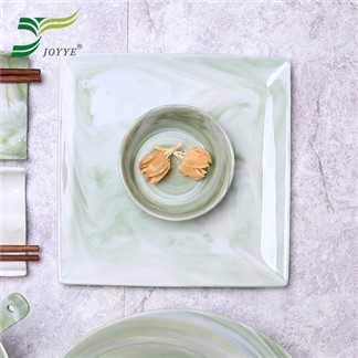 【JOYYE陶瓷餐具】畫意四方盤-綠色