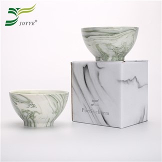 【JOYYE陶瓷餐具】畫意碗-綠色(一套2件)