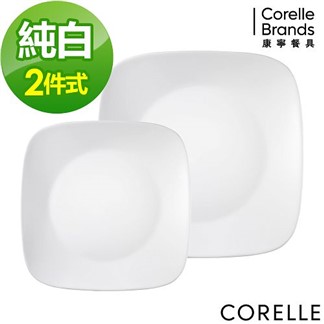 【美國康寧 CORELLE】純白2件式餐盤組(B17)