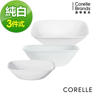 【美國康寧 CORELLE】純白3件式餐盤組(C34)