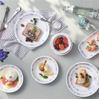 【美國康寧 CORELLE】 優雅淡藍5件式餐盤組-E01
